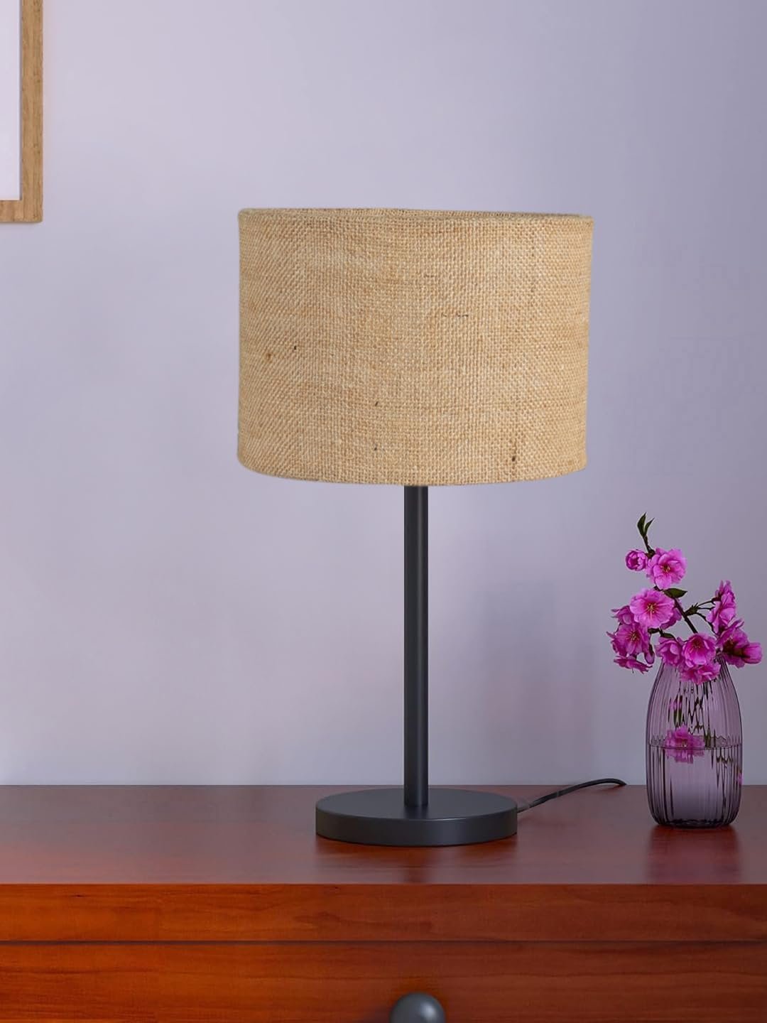 Black Night Table Lamp for Bedroom | Elegant Bedside Lamp with Warm LED Light & Stylish Design - Model VD31
