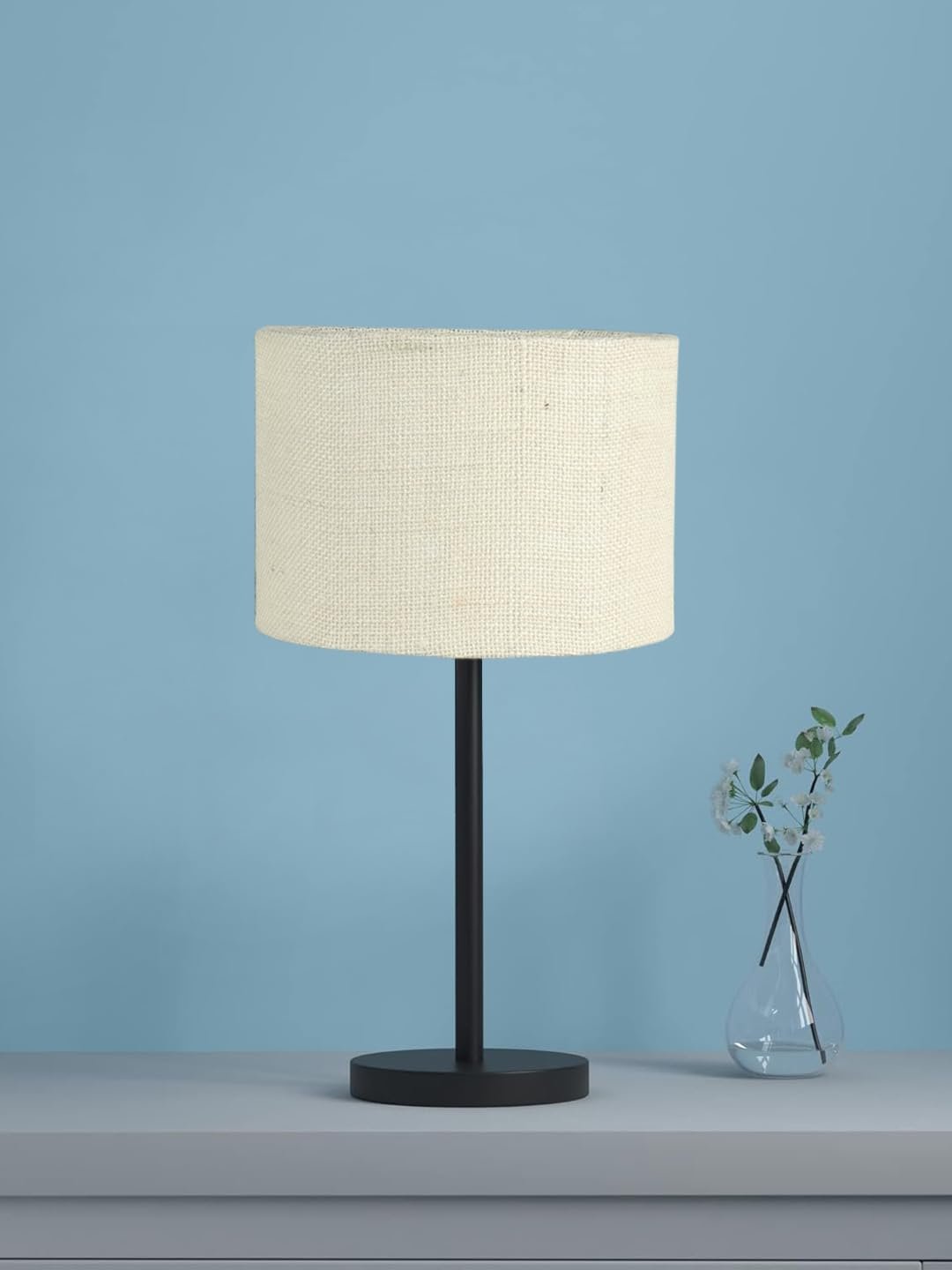 Black Night Table Lamp for Bedroom | Elegant Bedside Lamp with Warm LED Light & Stylish Design - Model VD32