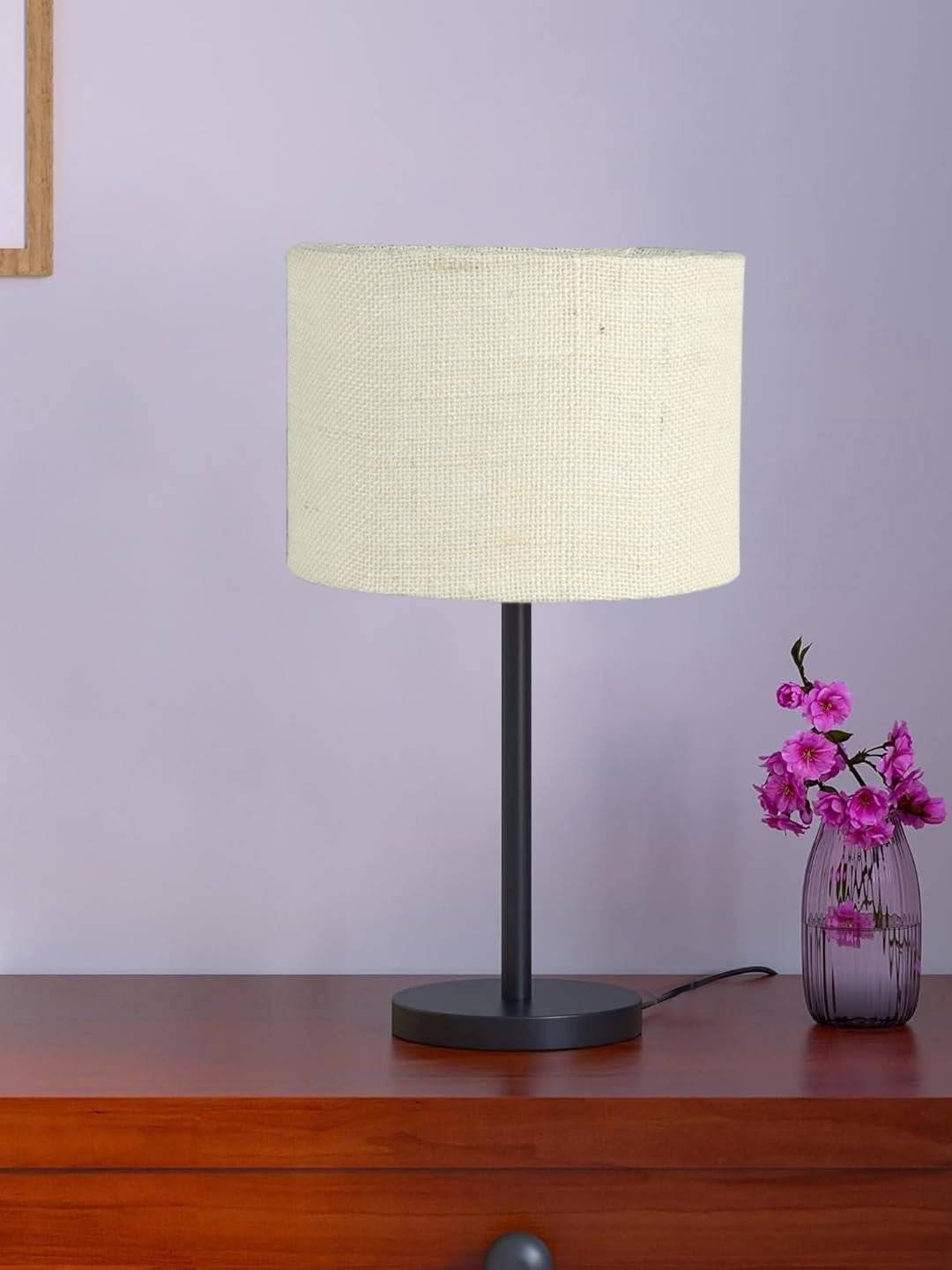 Black Night Table Lamp for Bedroom | Elegant Bedside Lamp with Warm LED Light & Stylish Design - Model VD32