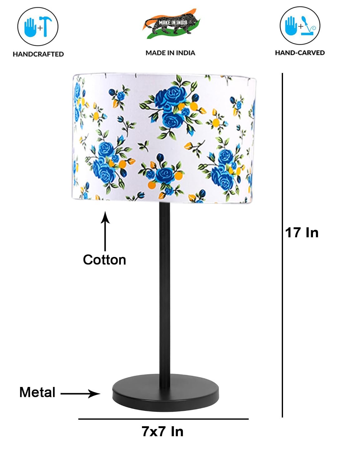 Black Night Table Lamp for Bedroom | Elegant Bedside Lamp with Warm LED Light & Stylish Design - Model VD37