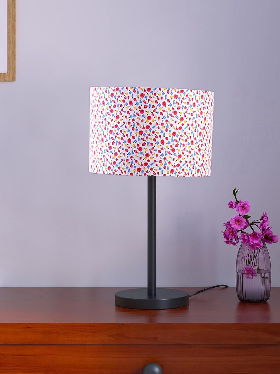 Black Night Table Lamp for Bedroom | Elegant Bedside Lamp with Warm LED Light & Stylish Design - Model VD38
