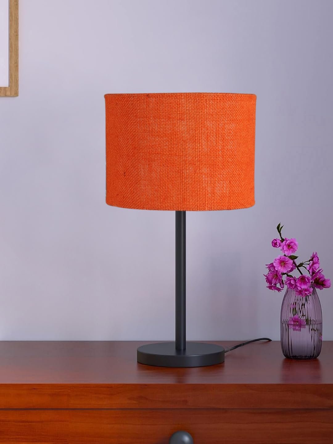 Black Night Table Lamp for Bedroom | Elegant Bedside Lamp with Warm LED Light & Stylish Design - Model VD42