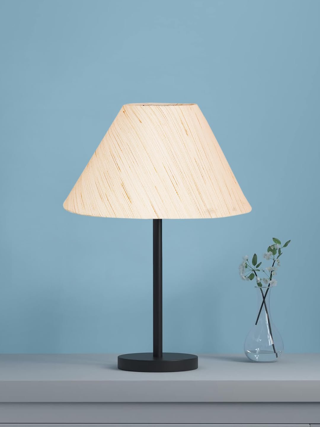 Black Night Table Lamp for Bedroom | Elegant Bedside Lamp with Warm LED Light & Stylish Design - Model VD23
