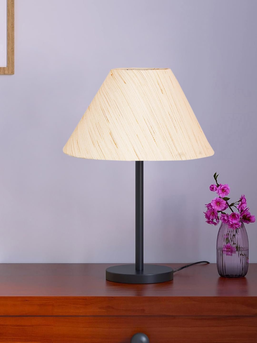 Black Night Table Lamp for Bedroom | Elegant Bedside Lamp with Warm LED Light & Stylish Design - Model VD23
