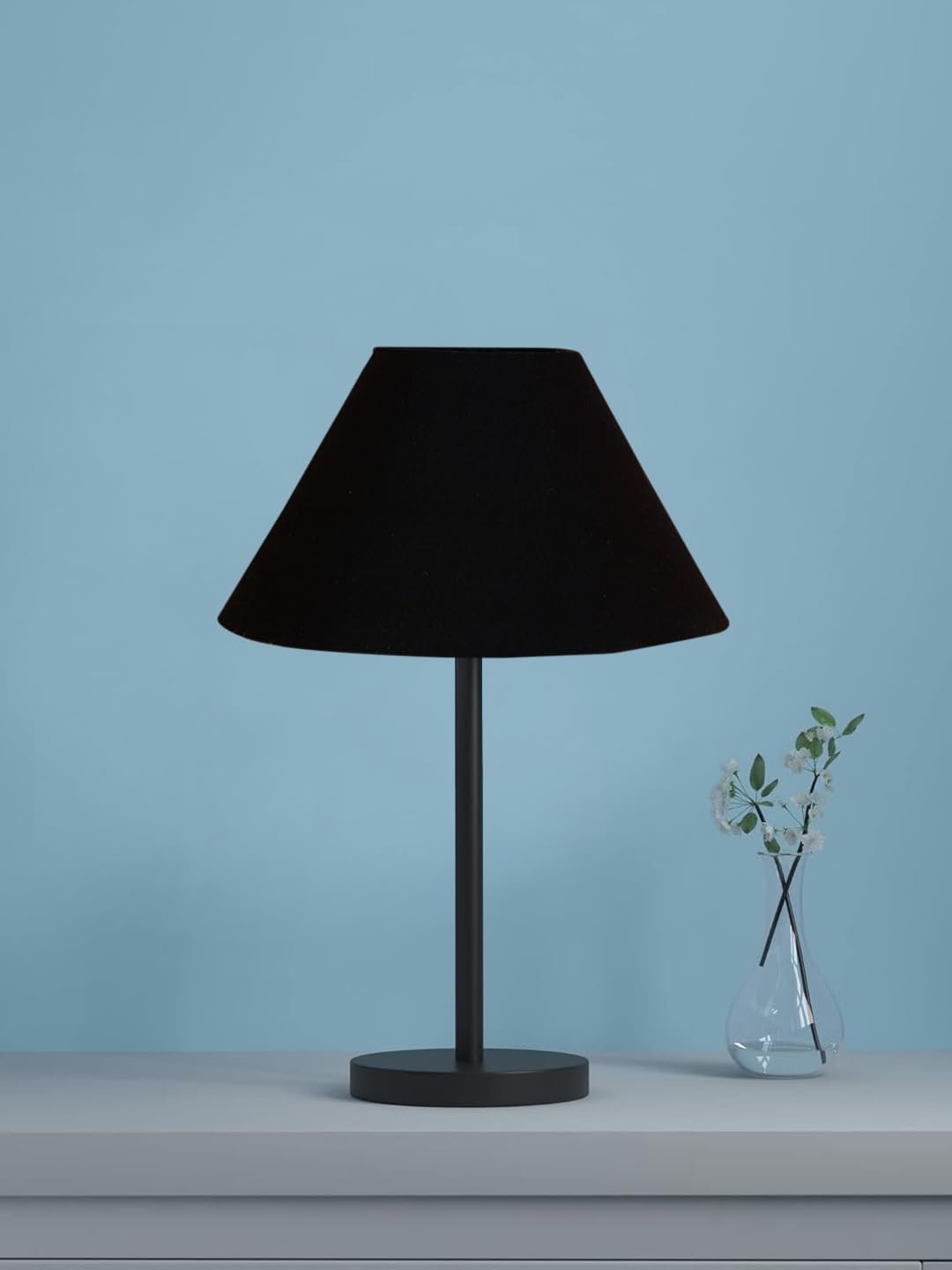 Black Night Table Lamp for Bedroom | Elegant Bedside Lamp with Warm LED Light & Stylish Design - Model VD24