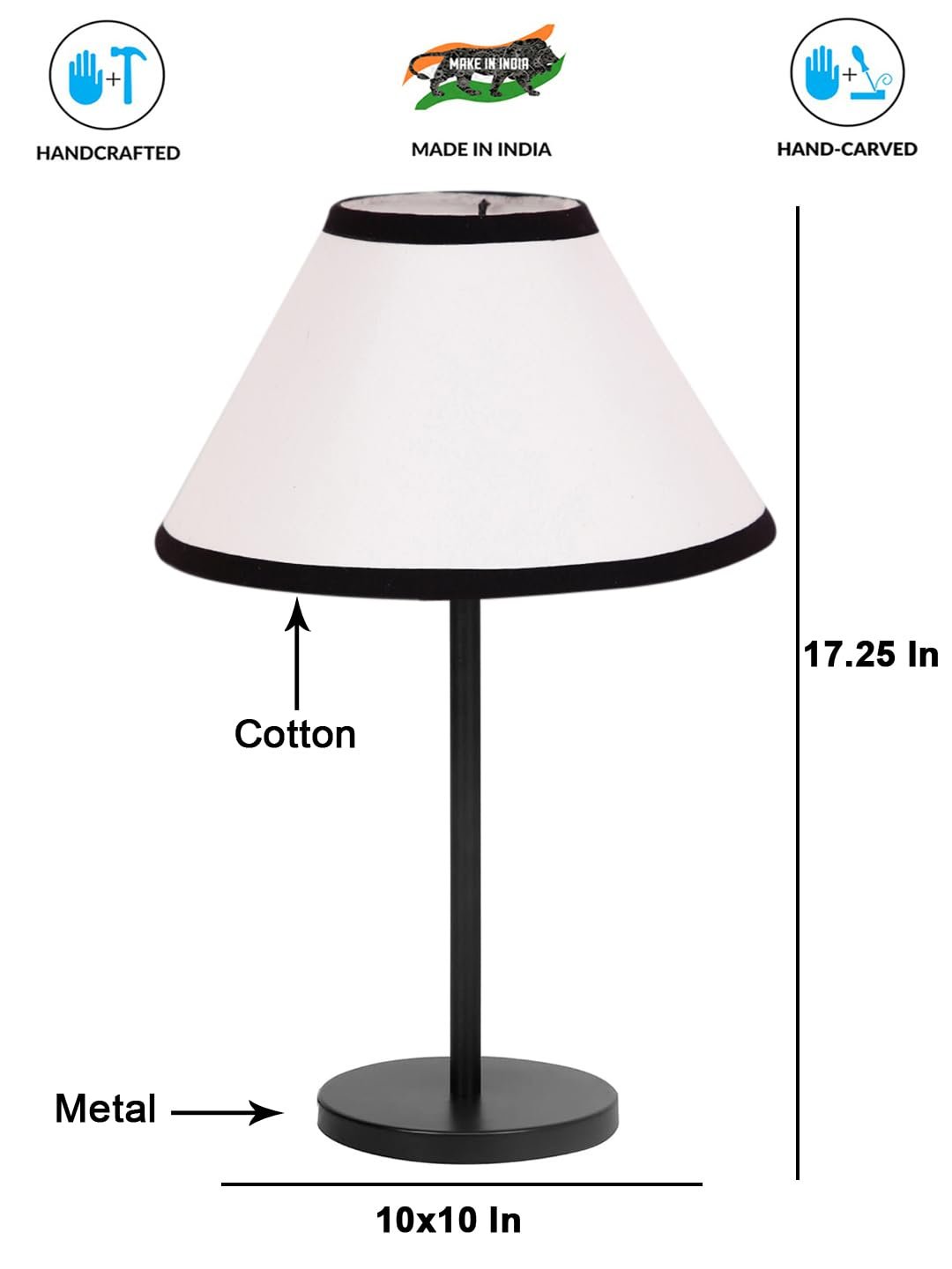Black Night Table Lamp for Bedroom | Elegant Bedside Lamp with Warm LED Light & Stylish Design - Model VD29