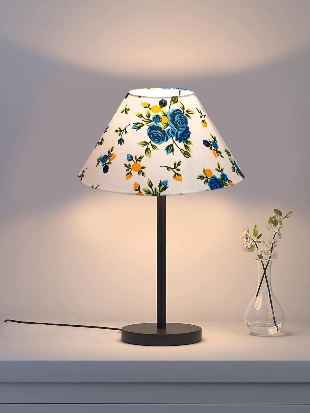 Black Night Table Lamp for Bedroom | Elegant Bedside Lamp with Warm LED Light & Stylish Design - Model VD34