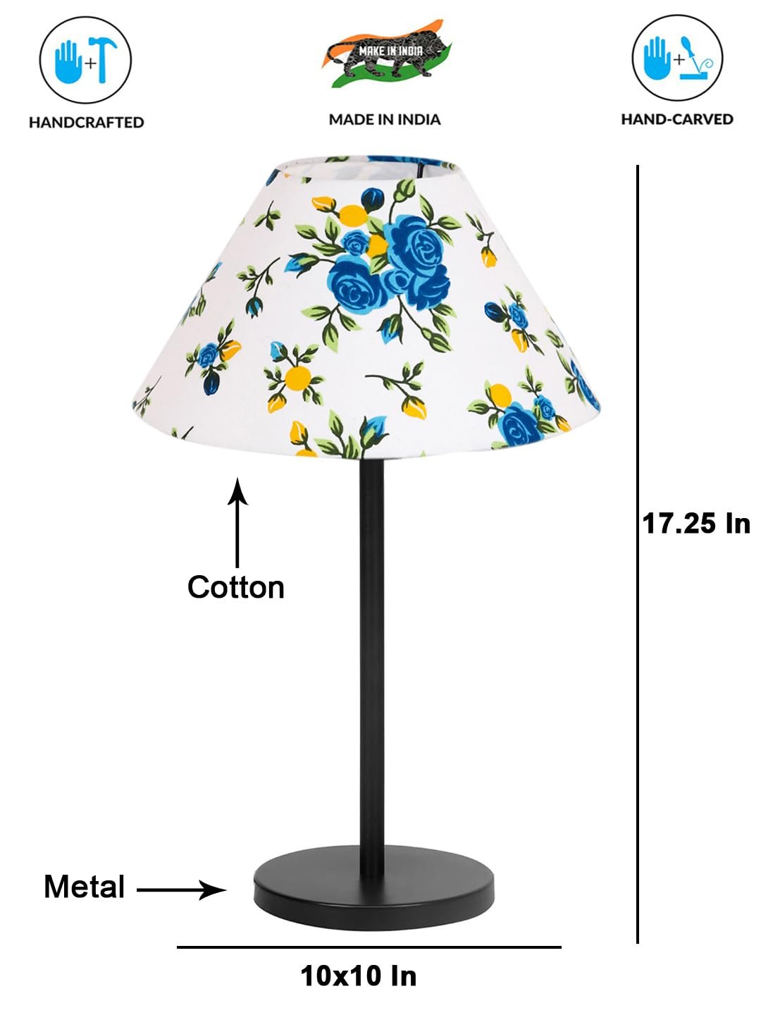 Black Night Table Lamp for Bedroom | Elegant Bedside Lamp with Warm LED Light & Stylish Design - Model VD34