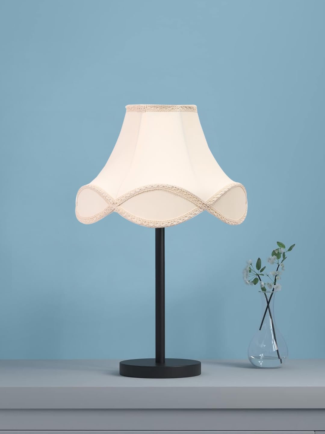 Black Night Table Lamp for Bedroom | Elegant Bedside Lamp with Warm LED Light & Stylish Design - Model VD45