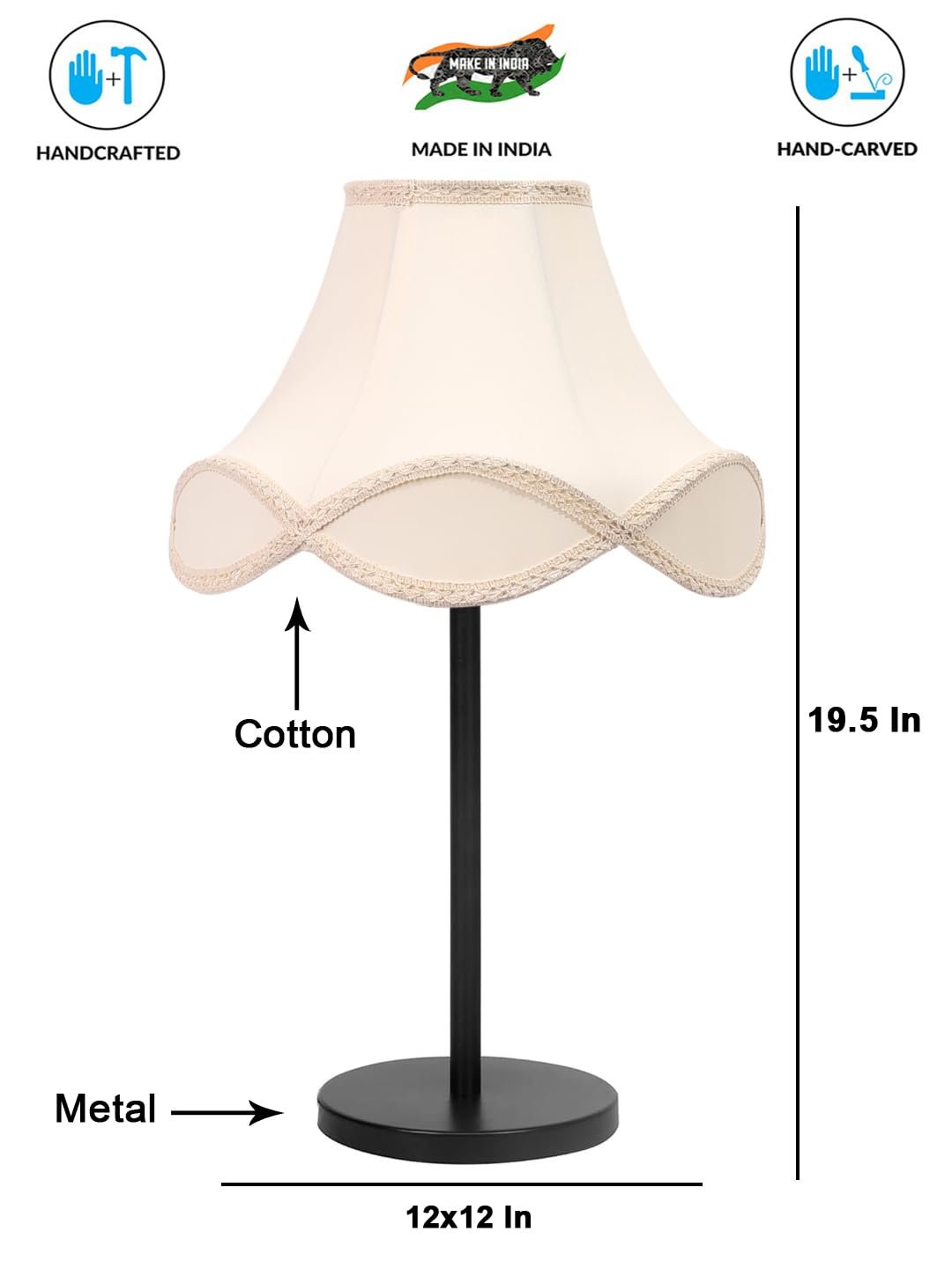 Black Night Table Lamp for Bedroom | Elegant Bedside Lamp with Warm LED Light & Stylish Design - Model VD45