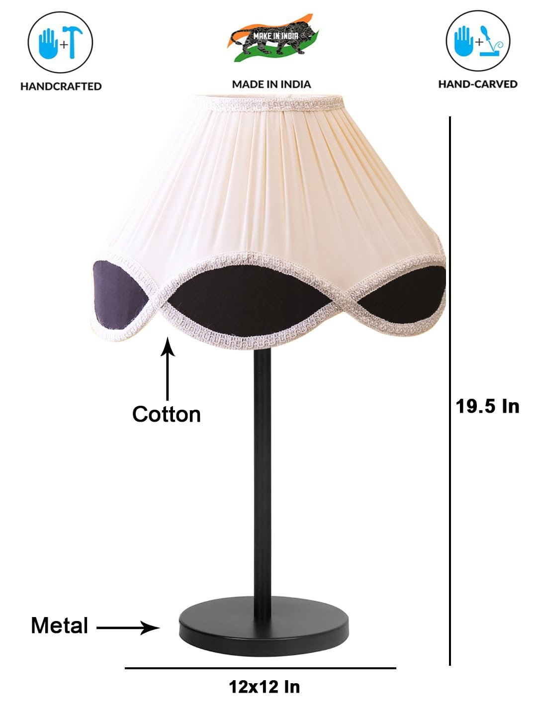 Black Night Table Lamp for Bedroom | Elegant Bedside Lamp with Warm LED Light & Stylish Design - Model VD46