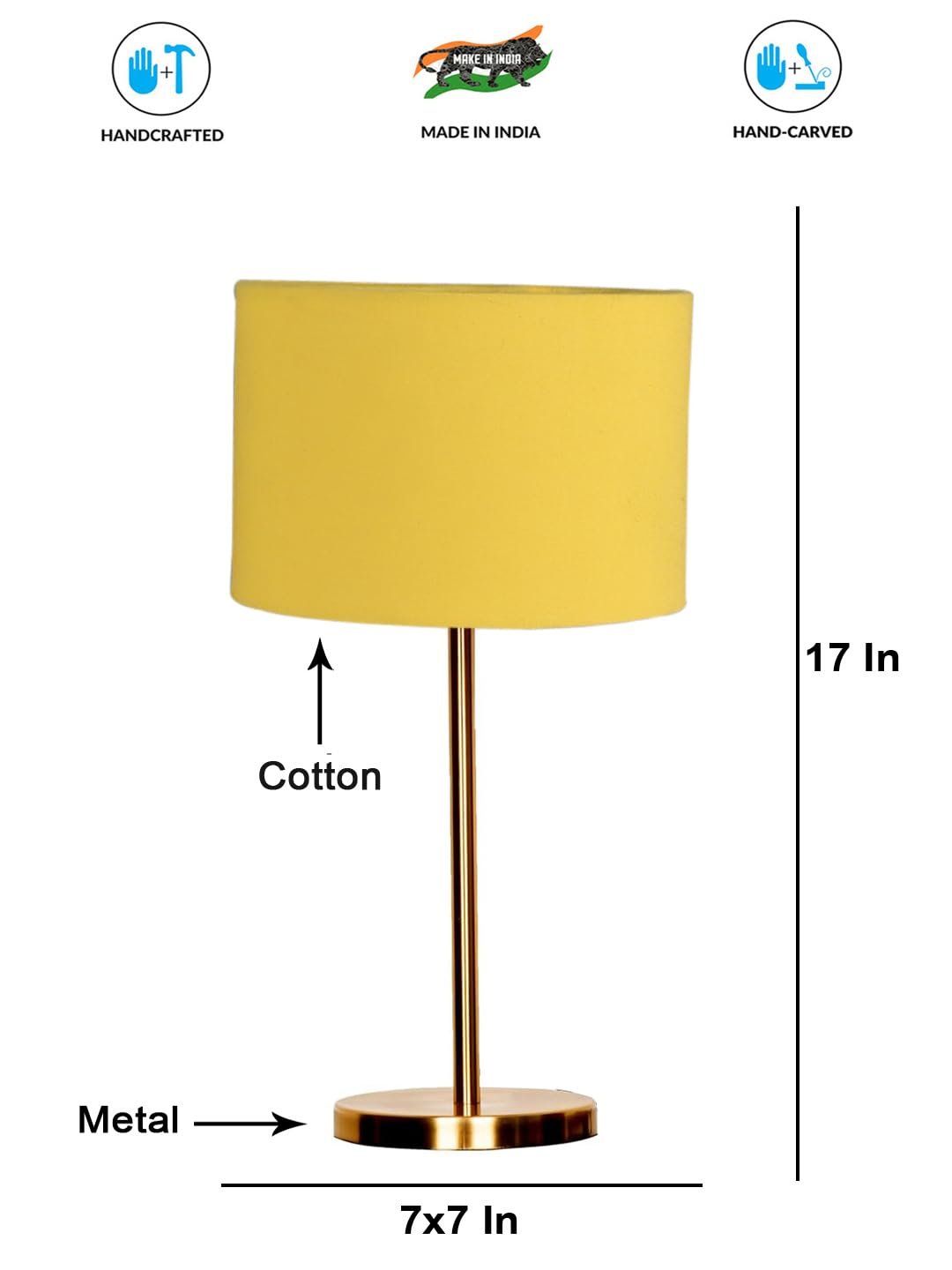 Gold Night Table Lamp for Bedroom | Elegant Bedside Lamp with Warm LED Light & Stylish Design - Model VE06