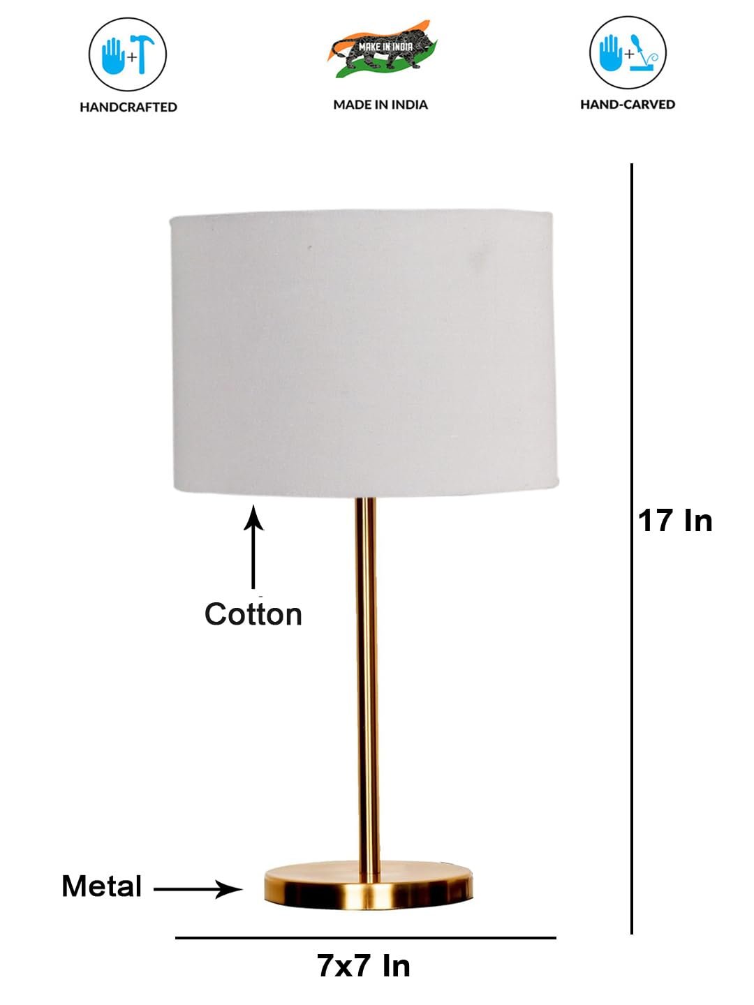 Gold Night Table Lamp for Bedroom | Elegant Bedside Lamp with Warm LED Light & Stylish Design - Model VE07