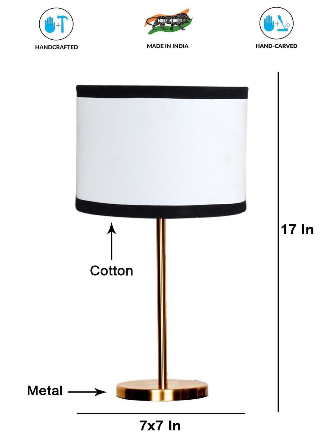 Gold Night Table Lamp for Bedroom | Elegant Bedside Lamp with Warm LED Light & Stylish Design - Model VE08