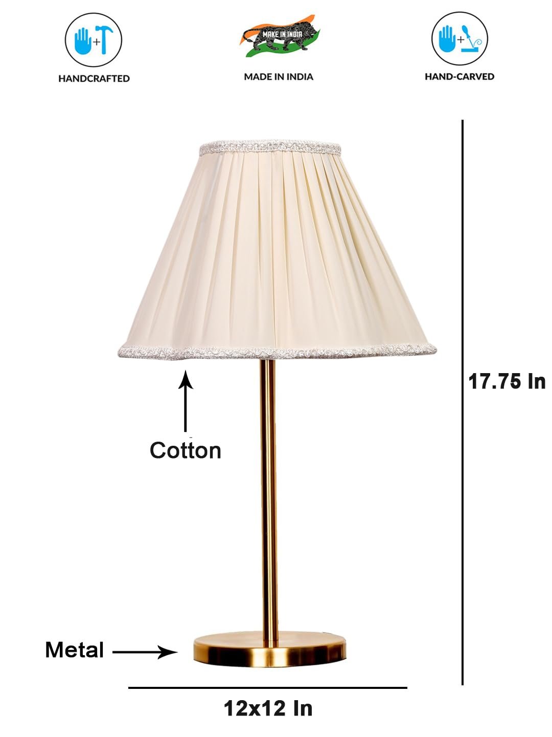Gold Night Table Lamp for Bedroom | Elegant Bedside Lamp with Warm LED Light & Stylish Design - Model VE38