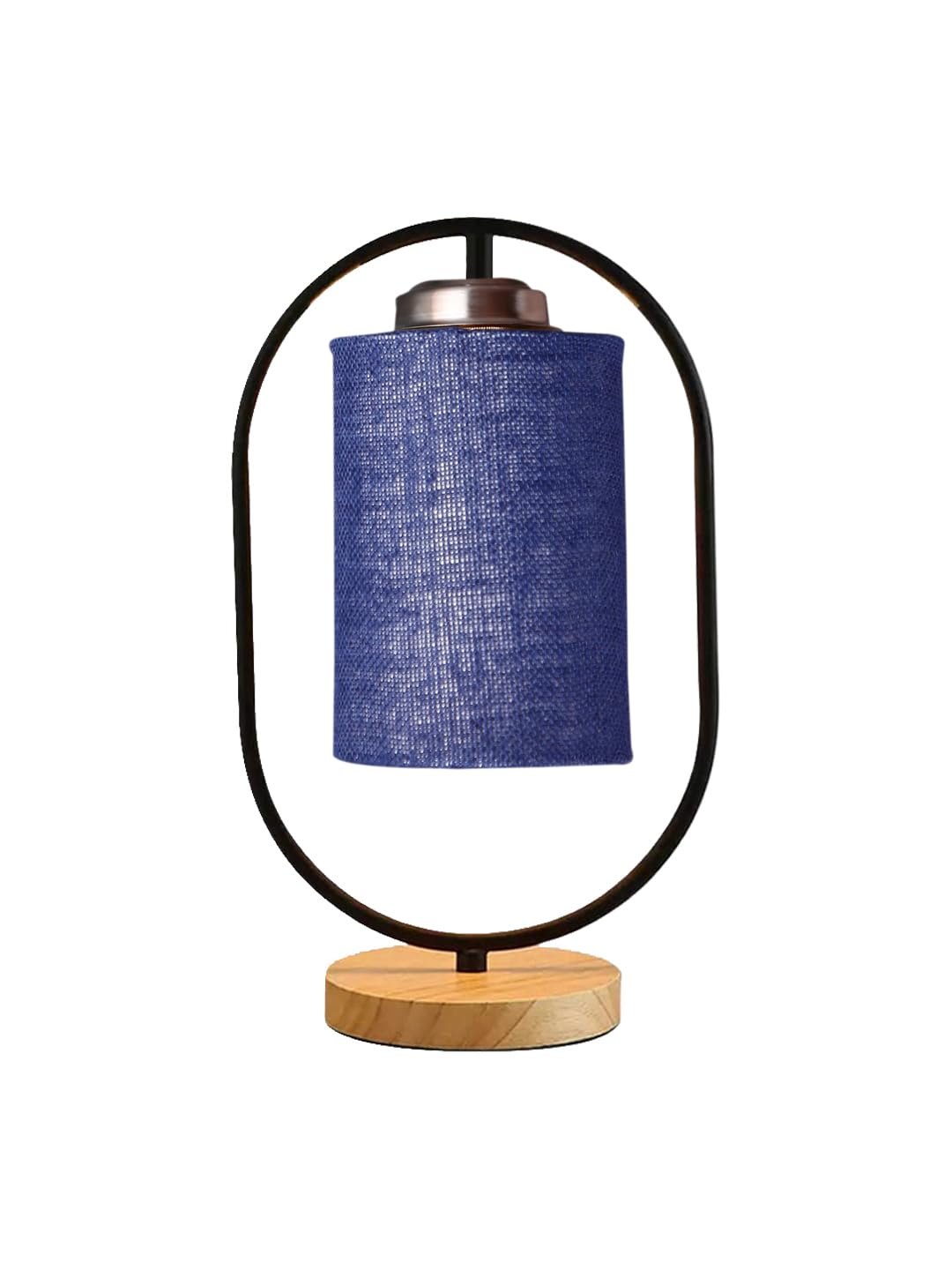 Blue Jute Wooden Floor & Iron Table Lamp -17 Inch Height -M