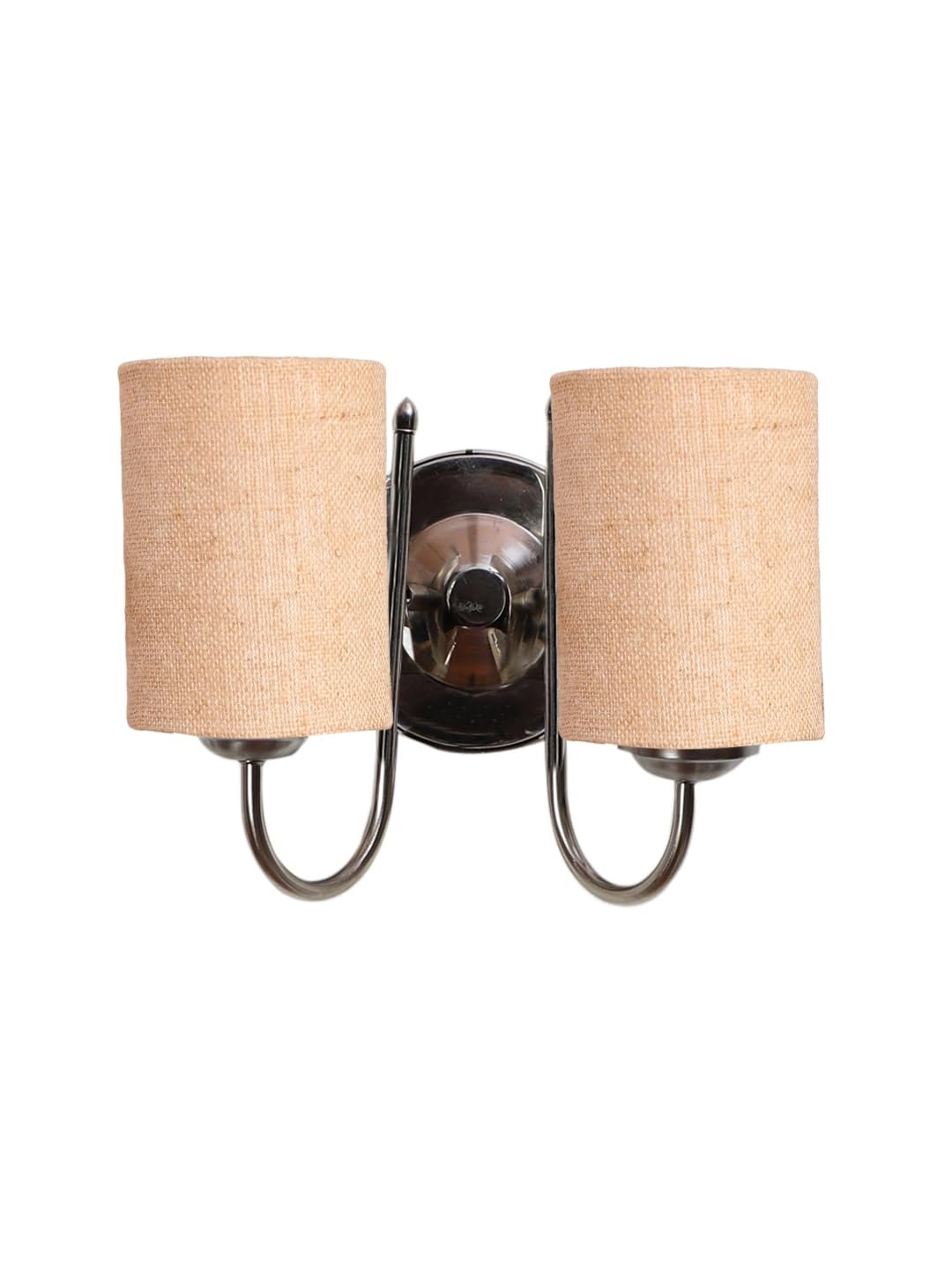 Printed Cotton Drum Wooden & Iron Table Lamp -17 Inch Height -P