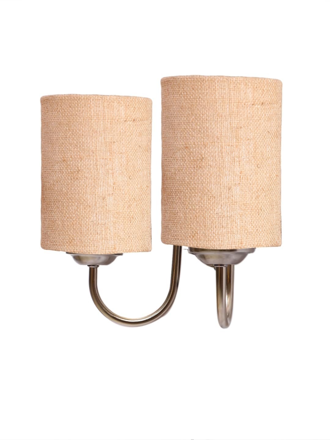 Printed Cotton Drum Wooden & Iron Table Lamp -17 Inch Height -P