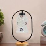 Multicolor Glass Wooden & Iron Table Lamp -17 Inch Height -ANH
