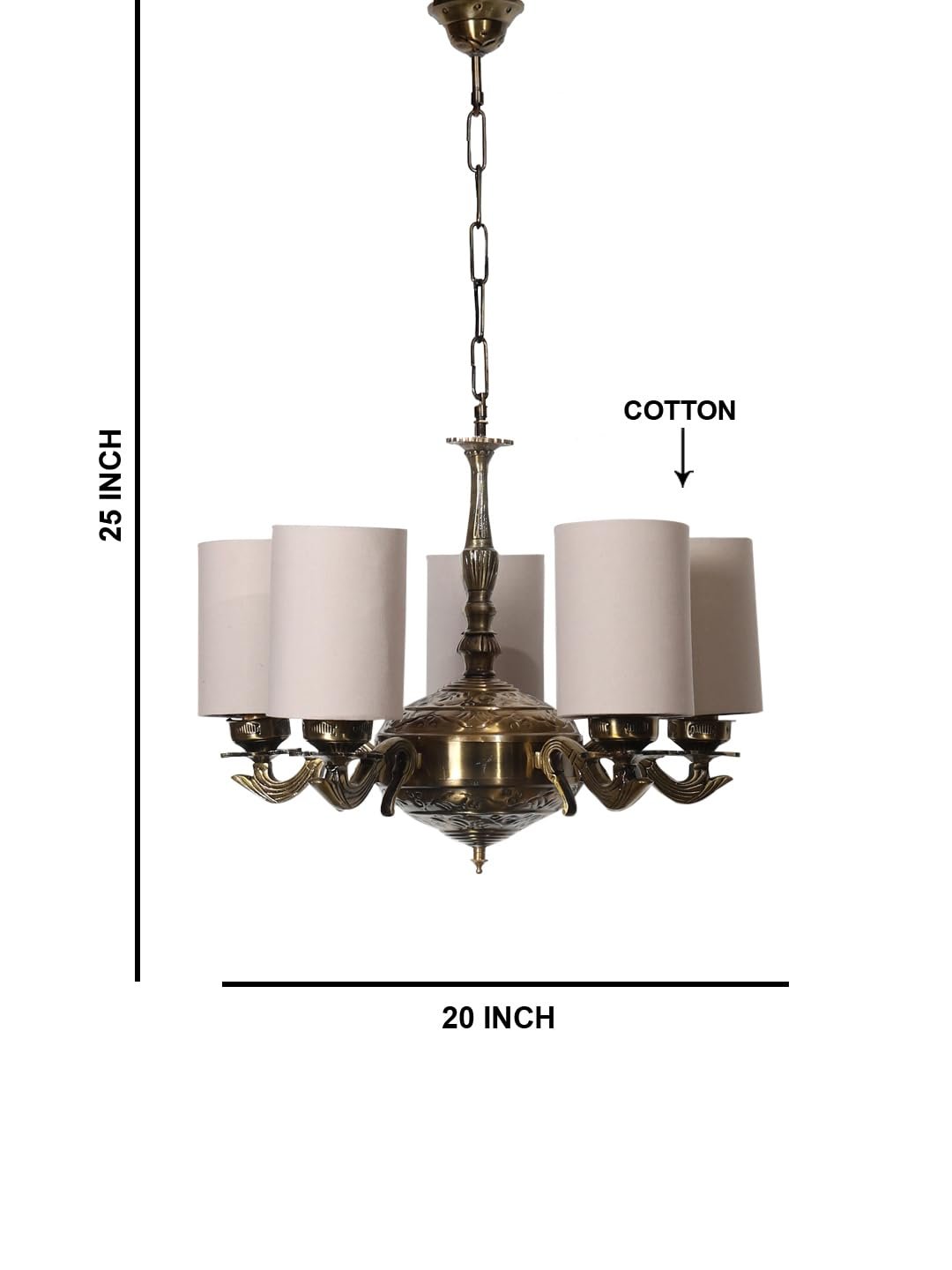 Lights Grey Round Cotton Shade with Antique Golden Chandelier