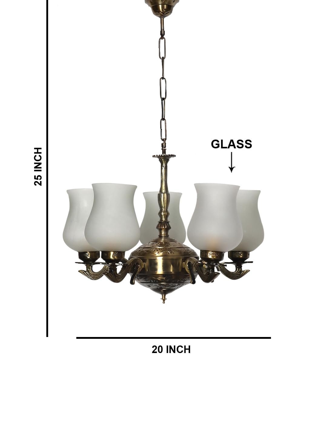 Lights Milky White Glass Shade with Antique Golden Chandelier -Q