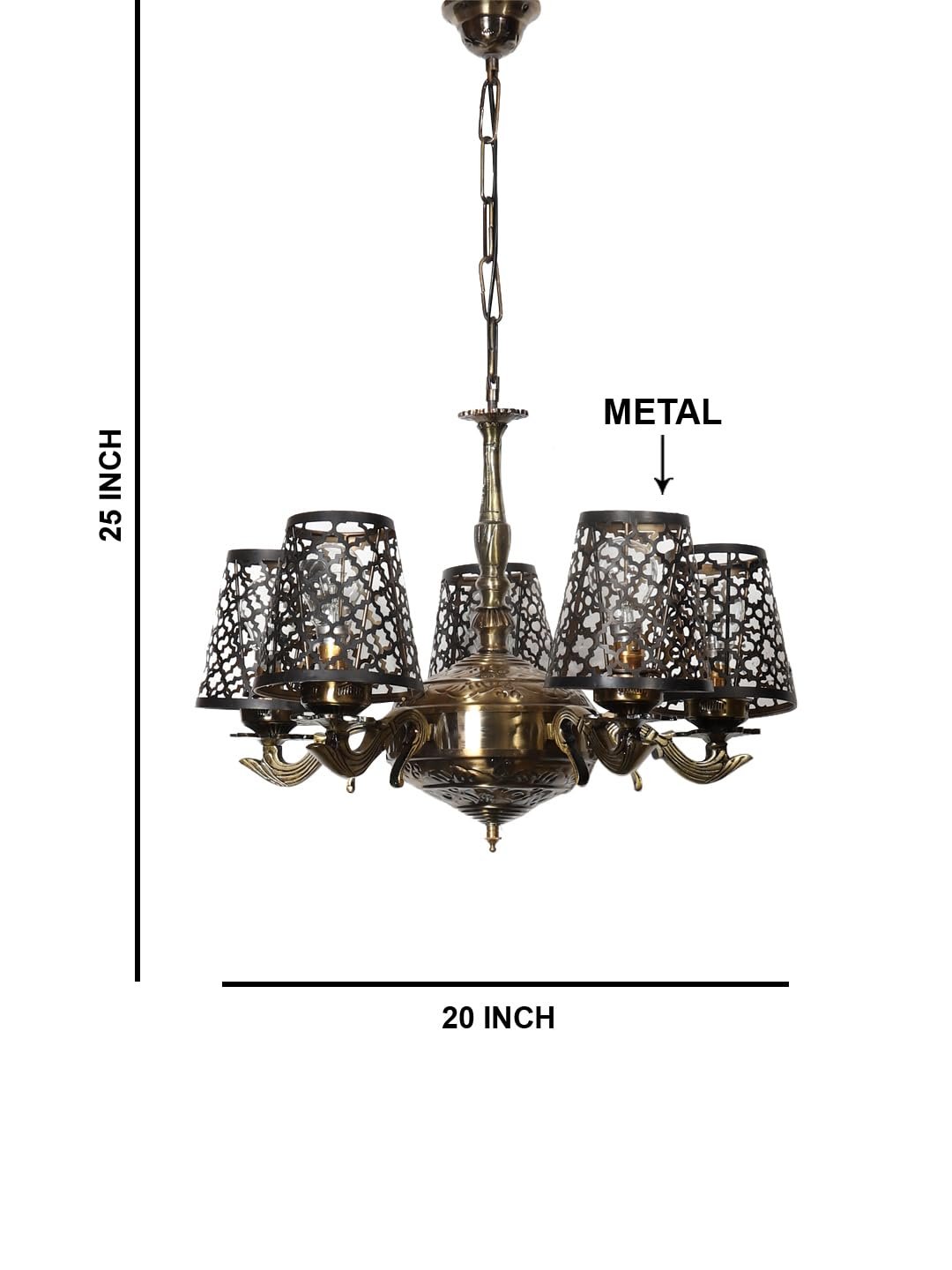 Lights Metal Etched Shade with Antique Golden Chandelier -Y
