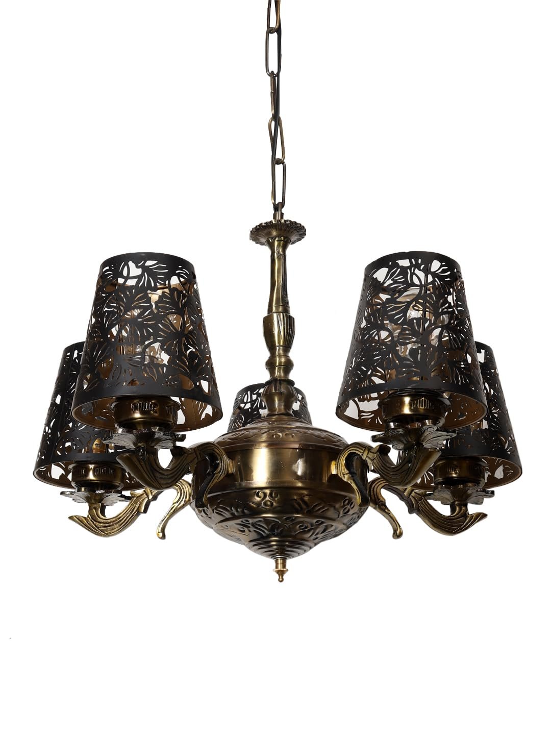 Lights Metal Etched Shade with Antique Golden Chandelier -ZB