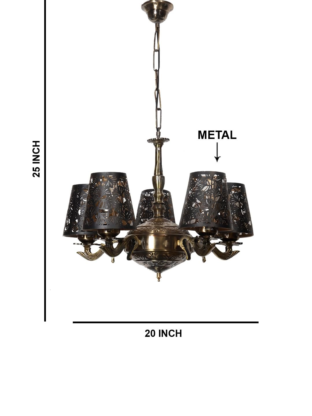 Lights Metal Etched Shade with Antique Golden Chandelier -ZB
