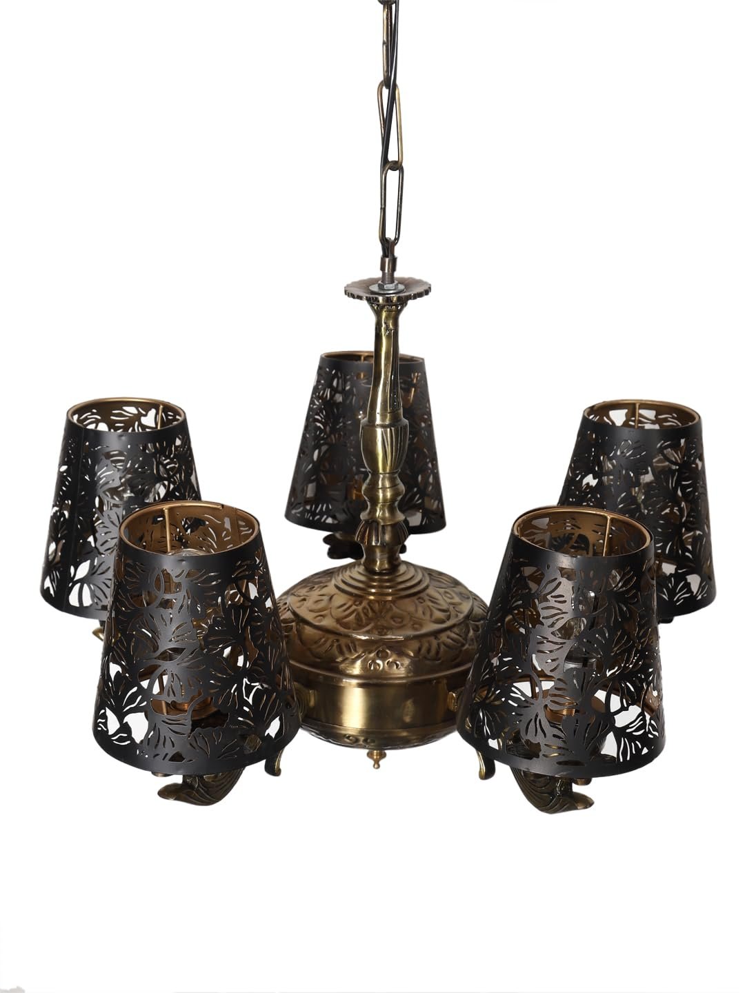 Lights Metal Etched Shade with Antique Golden Chandelier -ZB