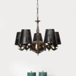 Lights Tree Metal Etched Shade with Antique Golden Chandelier -ZC