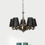 Lights Ganesh Ji Metal Etched Shade with Antique Golden Chandelier -ZD