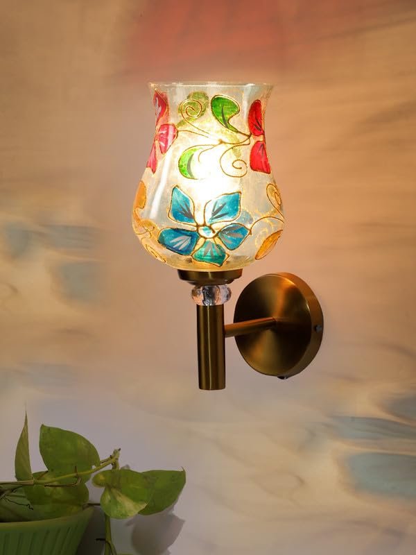 Multicolor Wall Lamp | Elegant Mosaic Glass & Wood Design | Stylish Ambient Light for Home, Office, Living Room, Bedroom, Hallway | Modern Decorative Wall Sconce - Model VX01