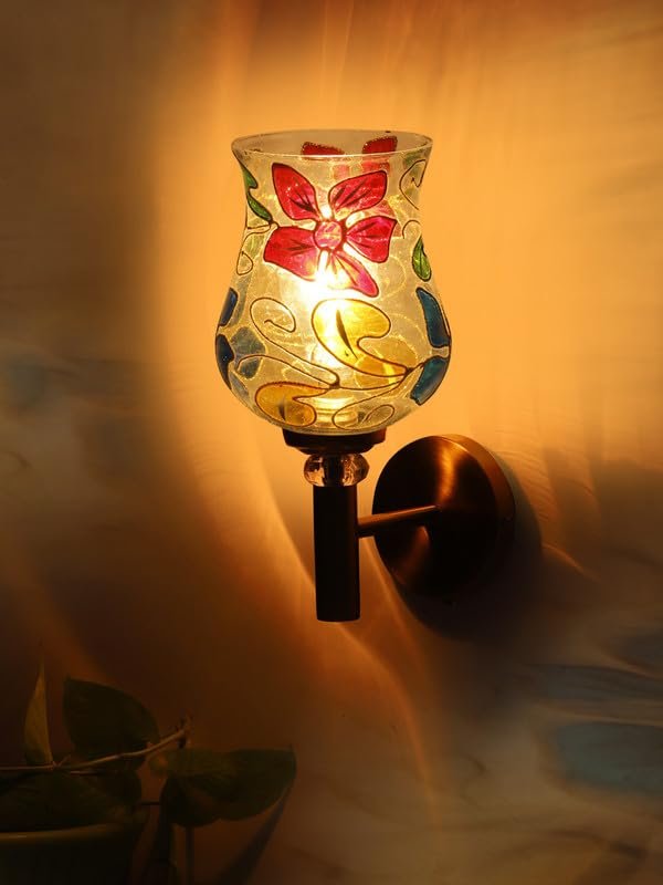 Multicolor Wall Lamp | Elegant Mosaic Glass & Wood Design | Stylish Ambient Light for Home, Office, Living Room, Bedroom, Hallway | Modern Decorative Wall Sconce - Model VX01