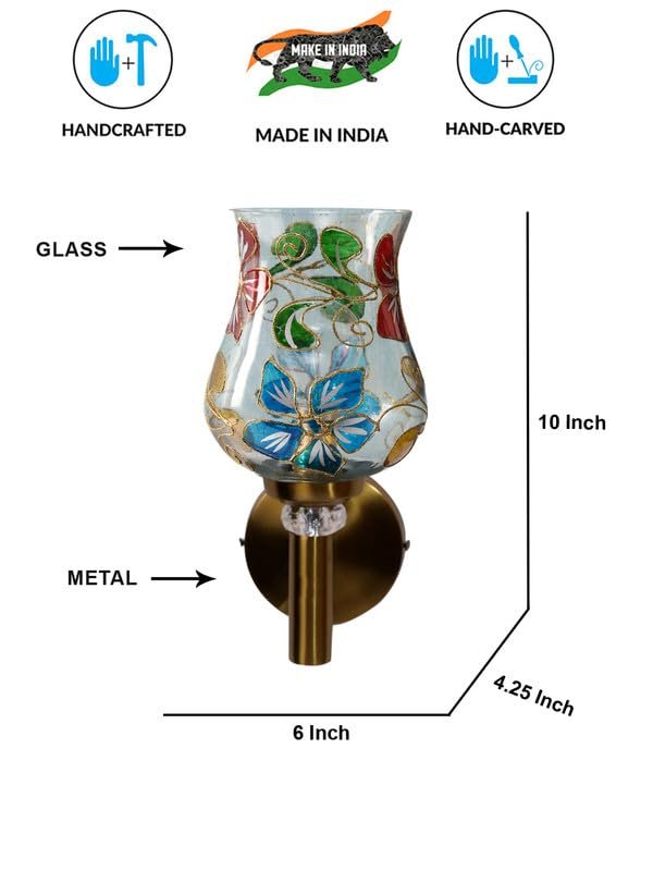 Multicolor Wall Lamp | Elegant Mosaic Glass & Wood Design | Stylish Ambient Light for Home, Office, Living Room, Bedroom, Hallway | Modern Decorative Wall Sconce - Model VX01