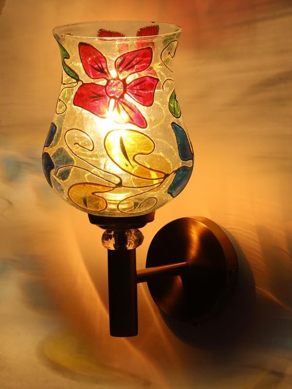 Multicolor Wall Lamp | Elegant Mosaic Glass & Wood Design | Stylish Ambient Light for Home, Office, Living Room, Bedroom, Hallway | Modern Decorative Wall Sconce - Model VX01
