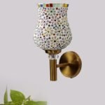 Multicolor Wall Lamp | Elegant Mosaic Glass & Wood Design | Stylish Ambient Light for Home, Office, Living Room, Bedroom, Hallway | Modern Decorative Wall Sconce – Model VX02