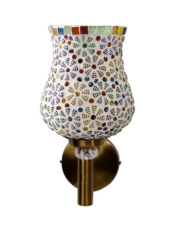 Multicolor Wall Lamp | Elegant Mosaic Glass & Wood Design | Stylish Ambient Light for Home, Office, Living Room, Bedroom, Hallway | Modern Decorative Wall Sconce - Model VX02