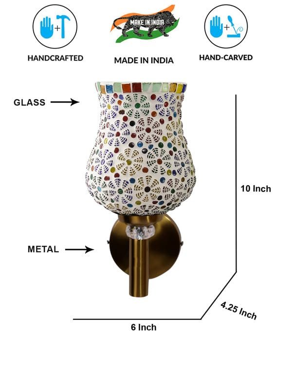 Multicolor Wall Lamp | Elegant Mosaic Glass & Wood Design | Stylish Ambient Light for Home, Office, Living Room, Bedroom, Hallway | Modern Decorative Wall Sconce - Model VX02