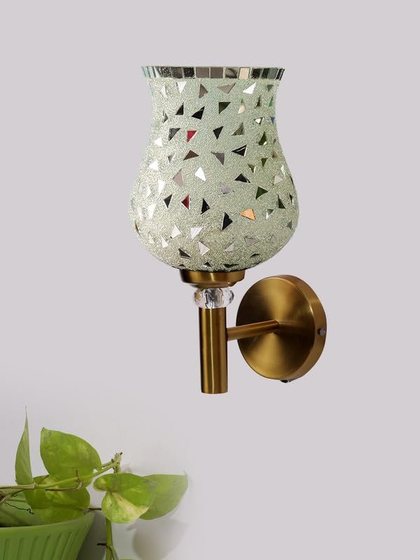 Multicolor Wall Lamp | Elegant Mosaic Glass & Wood Design | Stylish Ambient Light for Home, Office, Living Room, Bedroom, Hallway | Modern Decorative Wall Sconce - Model VX03