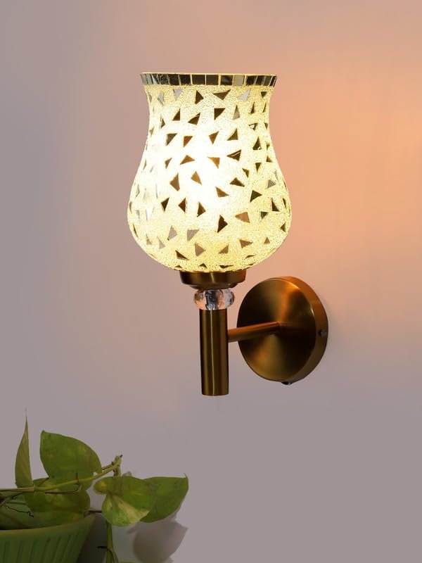 Multicolor Wall Lamp | Elegant Mosaic Glass & Wood Design | Stylish Ambient Light for Home, Office, Living Room, Bedroom, Hallway | Modern Decorative Wall Sconce - Model VX03