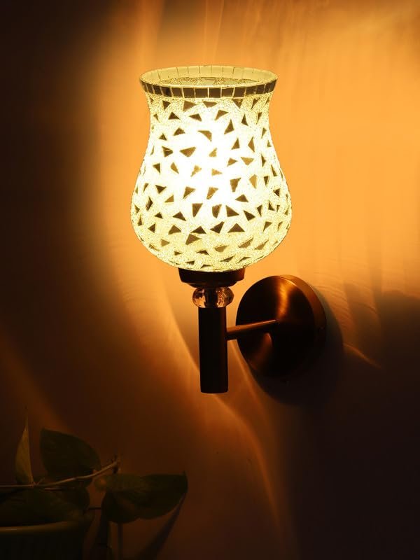 Multicolor Wall Lamp | Elegant Mosaic Glass & Wood Design | Stylish Ambient Light for Home, Office, Living Room, Bedroom, Hallway | Modern Decorative Wall Sconce - Model VX03