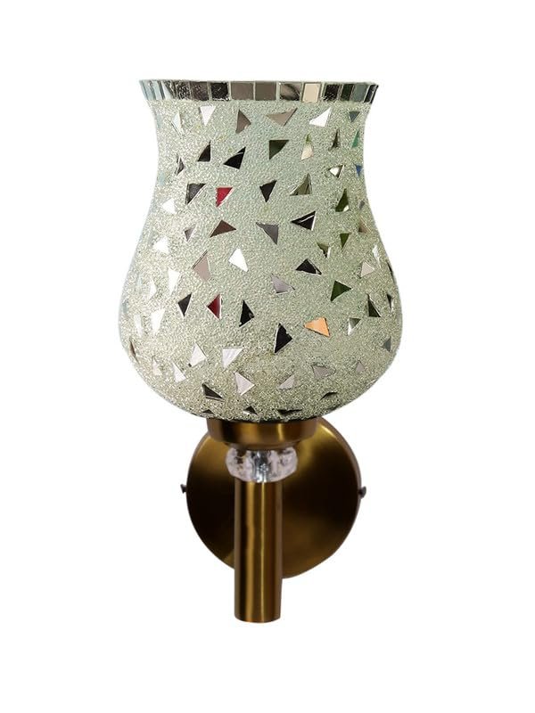 Multicolor Wall Lamp | Elegant Mosaic Glass & Wood Design | Stylish Ambient Light for Home, Office, Living Room, Bedroom, Hallway | Modern Decorative Wall Sconce - Model VX03