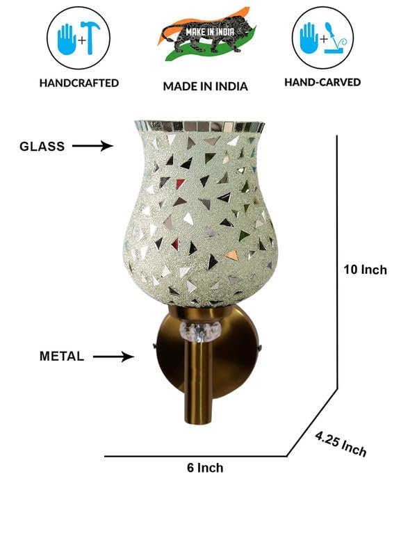 Multicolor Wall Lamp | Elegant Mosaic Glass & Wood Design | Stylish Ambient Light for Home, Office, Living Room, Bedroom, Hallway | Modern Decorative Wall Sconce - Model VX03
