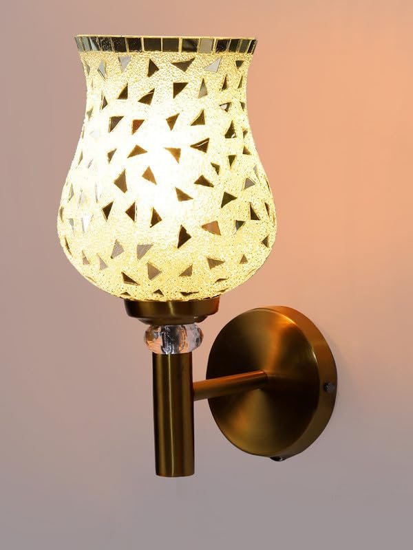 Multicolor Wall Lamp | Elegant Mosaic Glass & Wood Design | Stylish Ambient Light for Home, Office, Living Room, Bedroom, Hallway | Modern Decorative Wall Sconce - Model VX03