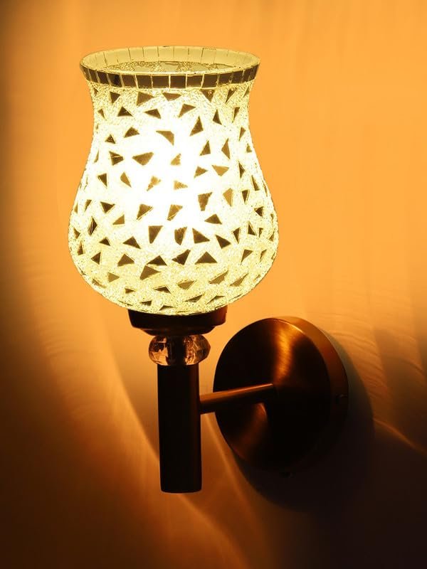 Multicolor Wall Lamp | Elegant Mosaic Glass & Wood Design | Stylish Ambient Light for Home, Office, Living Room, Bedroom, Hallway | Modern Decorative Wall Sconce - Model VX03