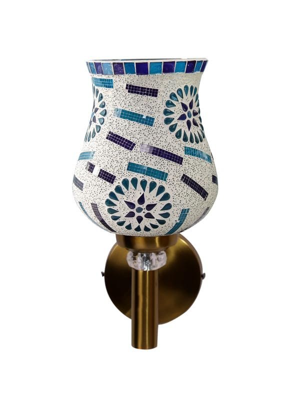 Multicolor Wall Lamp | Elegant Mosaic Glass & Wood Design | Stylish Ambient Light for Home, Office, Living Room, Bedroom, Hallway | Modern Decorative Wall Sconce - Model VX