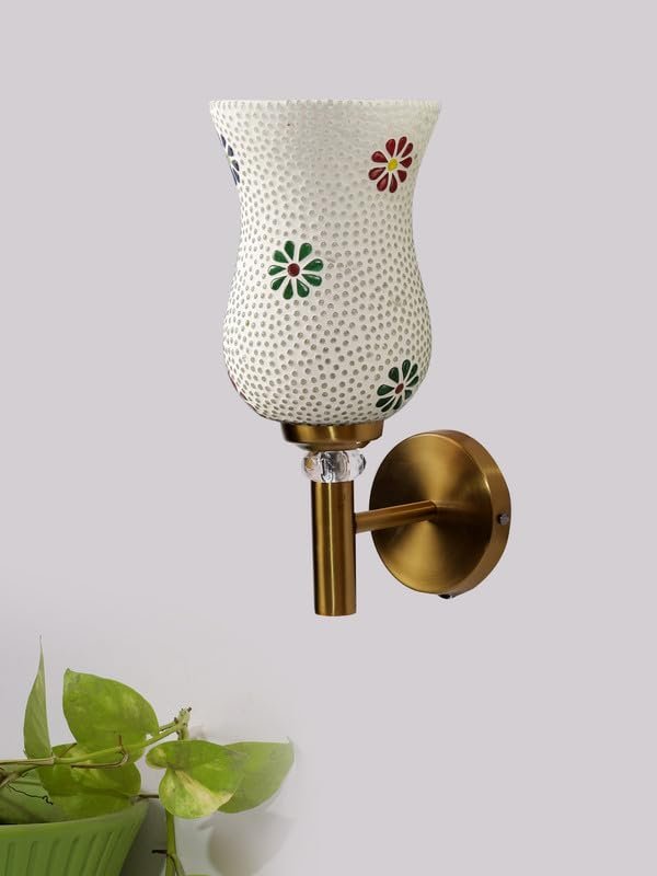 Multicolor Wall Lamp | Elegant Mosaic Glass & Wood Design | Stylish Ambient Light for Home, Office, Living Room, Bedroom, Hallway | Modern Decorative Wall Sconce - Model VX07