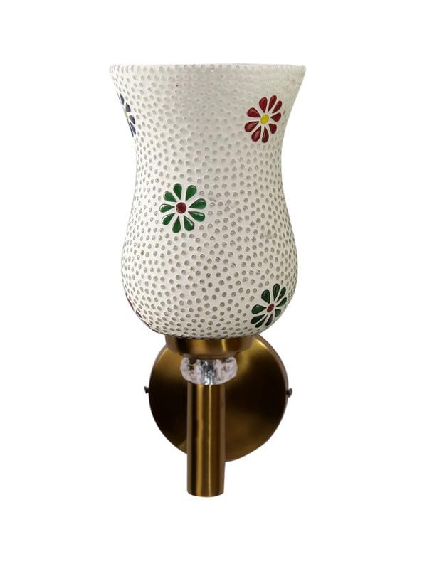 Multicolor Wall Lamp | Elegant Mosaic Glass & Wood Design | Stylish Ambient Light for Home, Office, Living Room, Bedroom, Hallway | Modern Decorative Wall Sconce - Model VX07