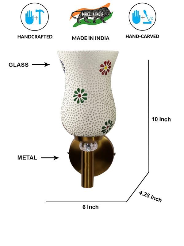 Multicolor Wall Lamp | Elegant Mosaic Glass & Wood Design | Stylish Ambient Light for Home, Office, Living Room, Bedroom, Hallway | Modern Decorative Wall Sconce - Model VX07
