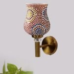 Multicolor Wall Lamp | Elegant Mosaic Glass & Wood Design | Stylish Ambient Light for Home, Office, Living Room, Bedroom, Hallway | Modern Decorative Wall Sconce – Model VX08